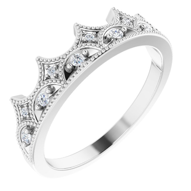 Sterling Silver 1/8 CTW Diamond Crown Ring  